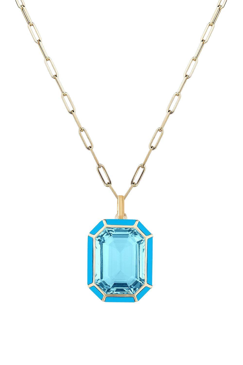 Blue Topaz Melange Pendant Necklace-YELLOW GOLD-18-JEWELRYFINE JEWELNECKLACE O-GOSHWARA