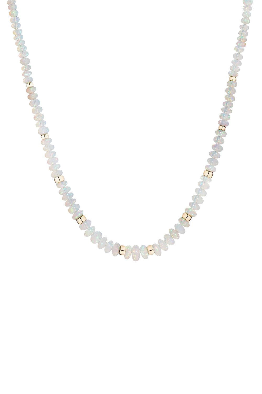 White Opal G-One Beaded Necklace-YELLOW GOLD-22-JEWELRYFINE JEWELNECKLACE O-GOSHWARA