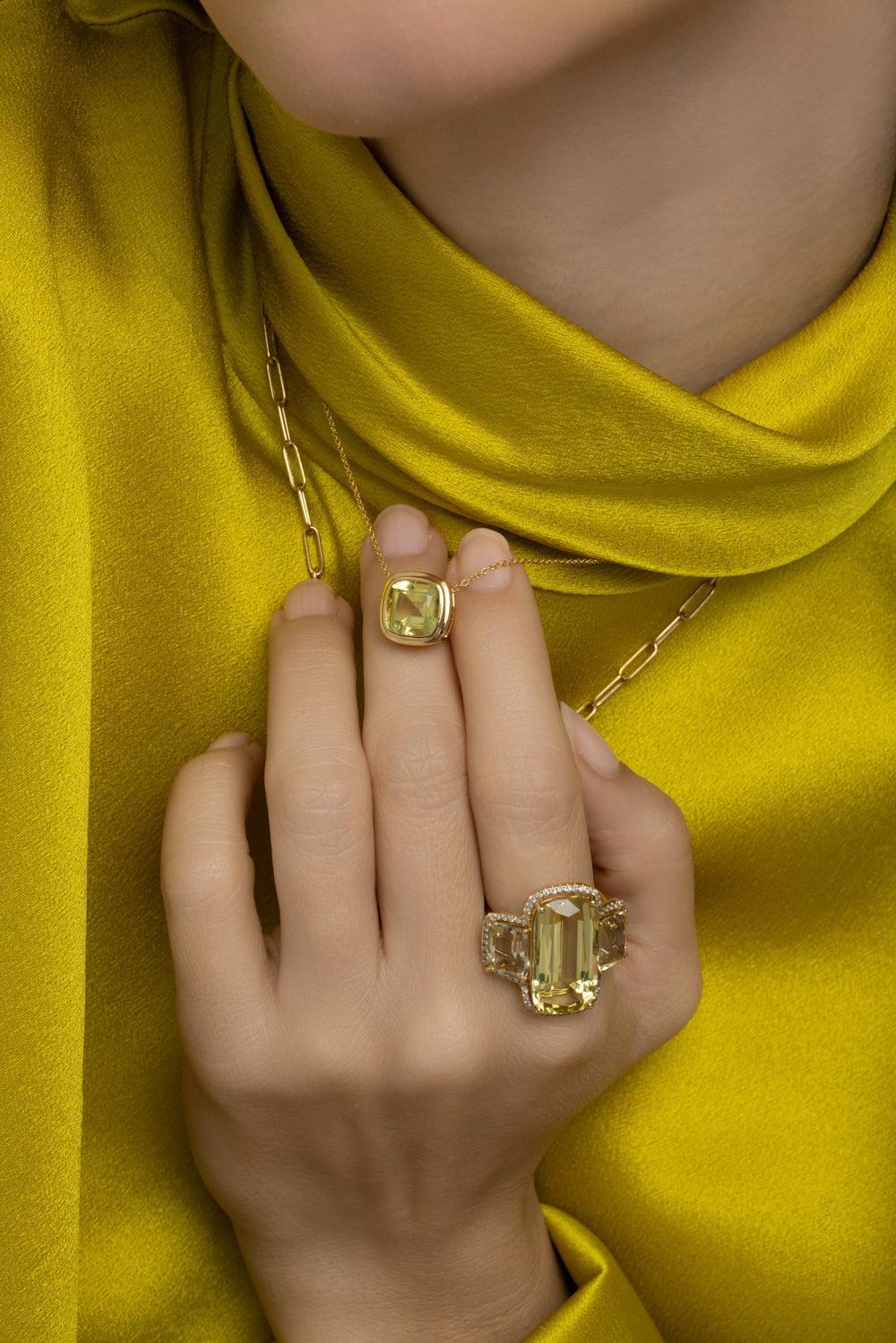 Lemon Quartz Manhattan Necklace-YELLOW GOLD-18-JEWELRYFINE JEWELNECKLACE O-GOSHWARA
