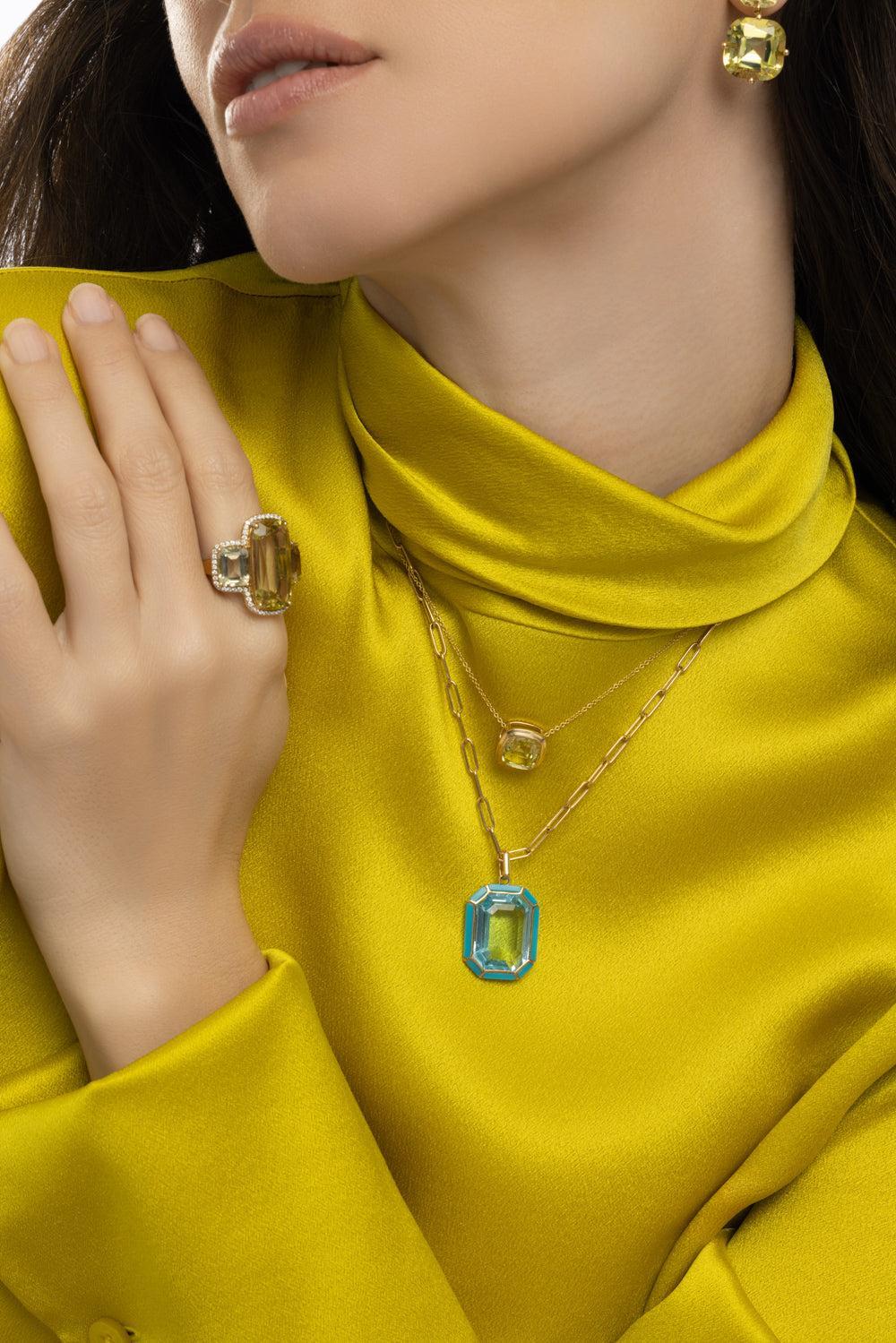 Lemon Quartz Manhattan Necklace-YELLOW GOLD-18-JEWELRYFINE JEWELNECKLACE O-GOSHWARA