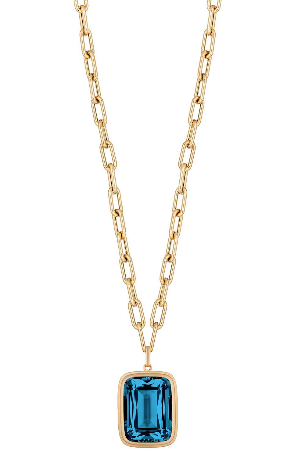 GOSHWARA-Manhattan London Blue Topaz Pendant Necklace-YELLOW GOLD