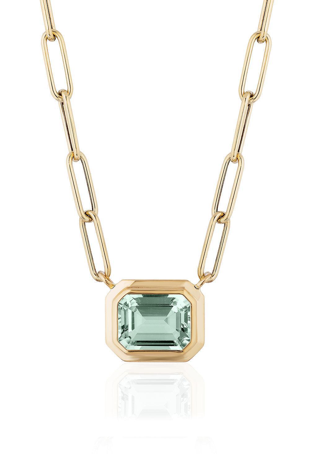 GOSHWARA-Manhattan Prasiolite Pendant Necklace-YELLOW GOLD