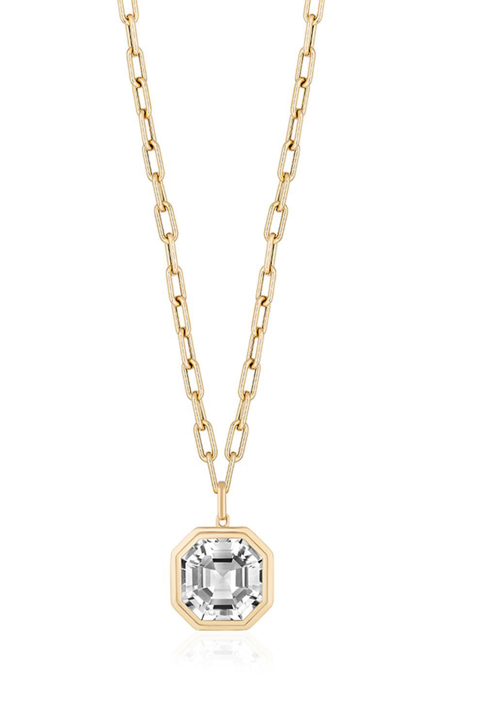 GOSHWARA-Manhattan Rock Crystal Pendant Necklace-YELLOW GOLD