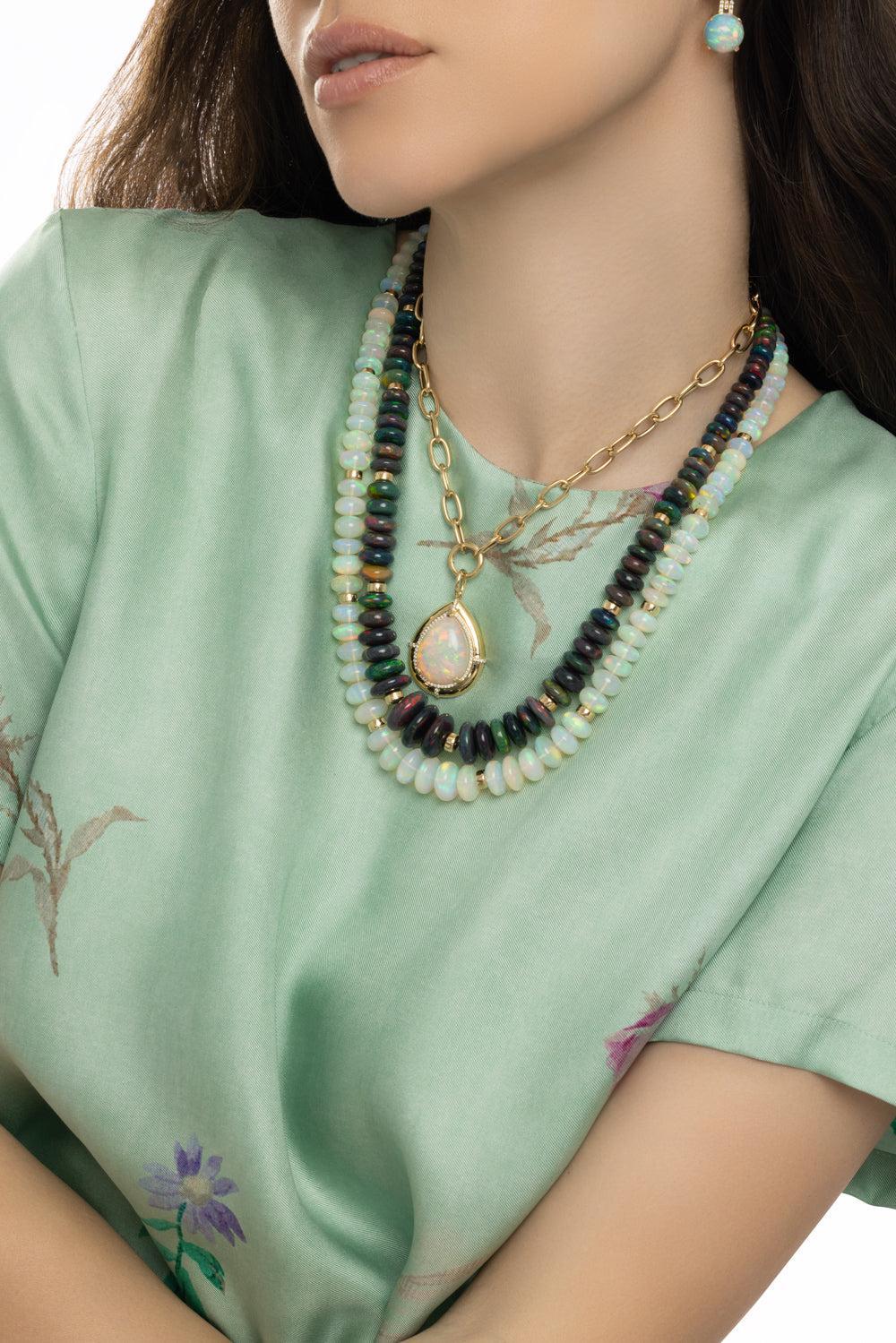 Opal Limited Edition Medallion Pendant Necklace-YELLOW GOLD-18-JEWELRYFINE JEWELNECKLACE O-GOSHWARA