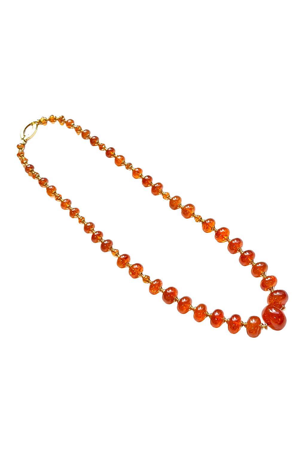 Mandarin Garnet Beaded Necklace-YELLOW GOLD-19-JEWELRYFINE JEWELNECKLACE O-GOSHWARA