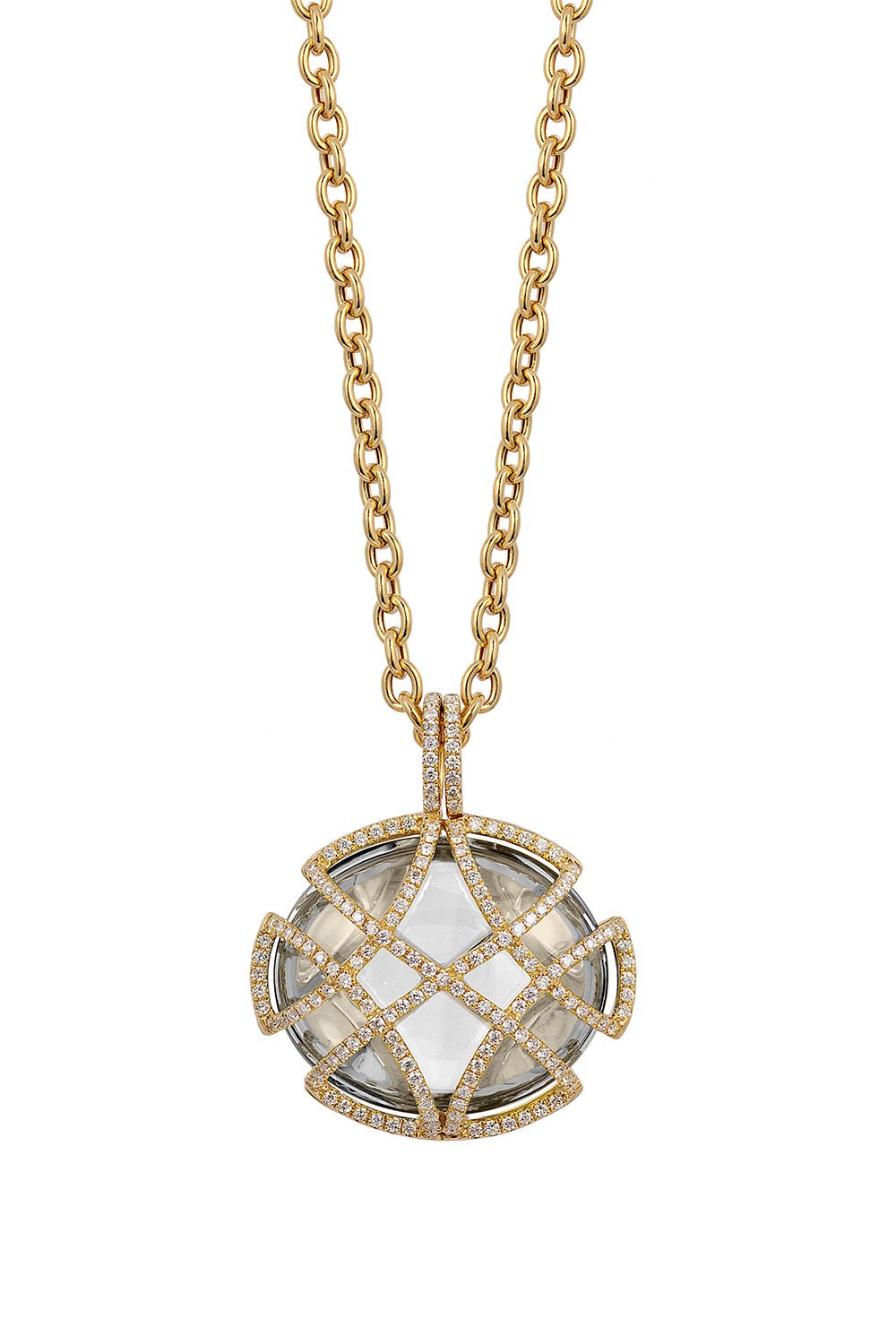 GOSHWARA-Freedom Oval Oblong Pendant Necklace-YELLOW GOLD