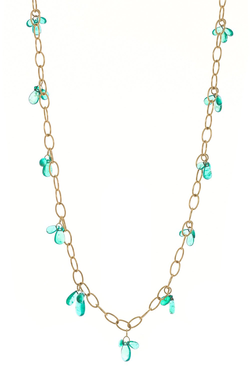 GOSHWARA-G-One Emerald Raindrop Necklace-YELLOW GOLD