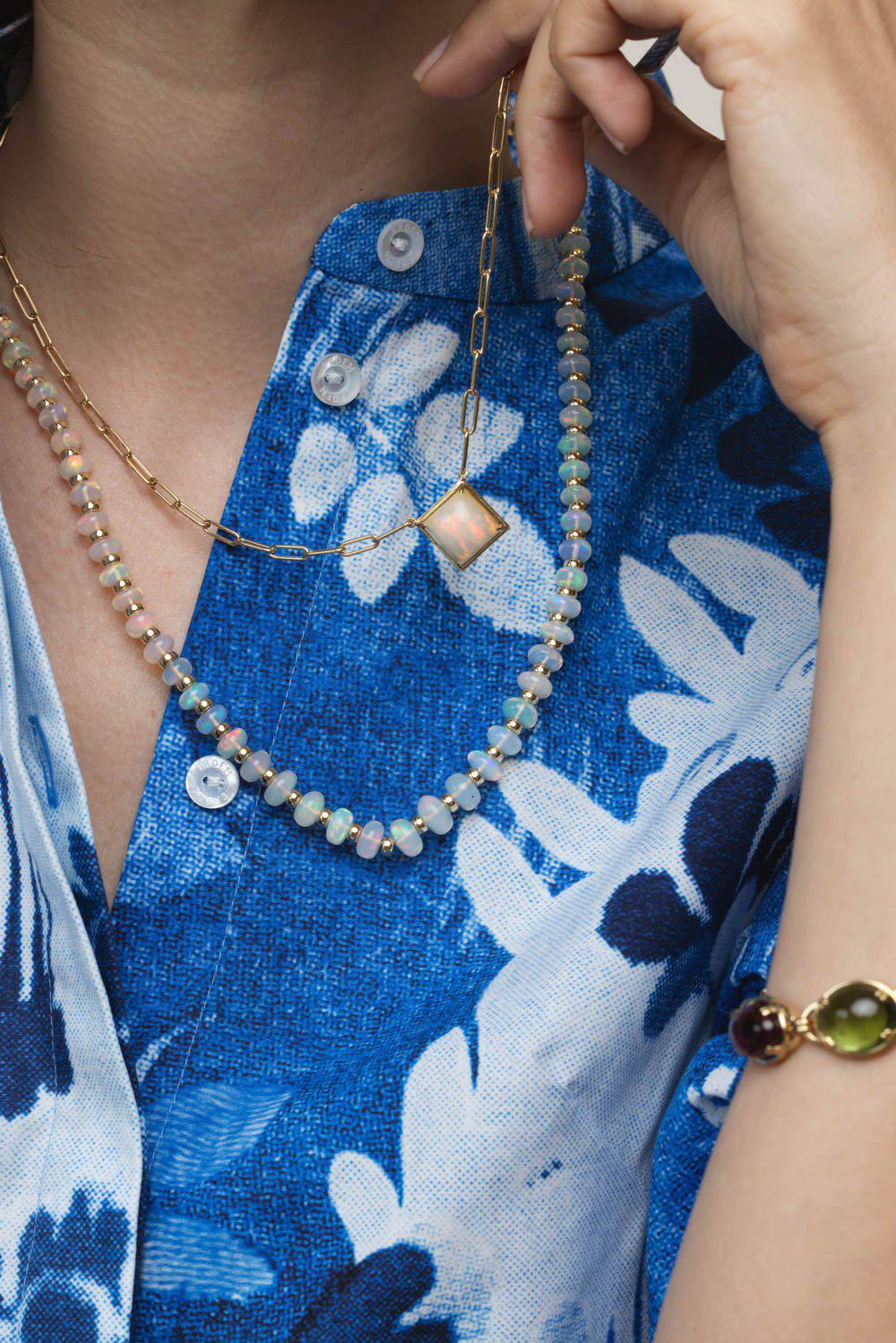 GOSHWARA-G-One Opal Pendant Necklace-YELLOW GOLD