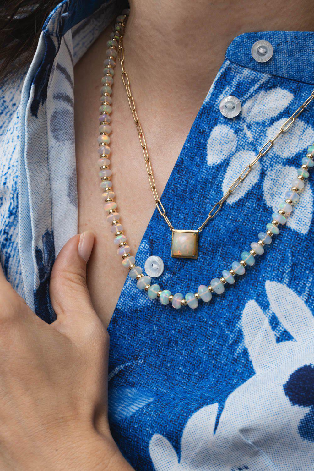 GOSHWARA-G-One Opal Pendant Necklace-YELLOW GOLD
