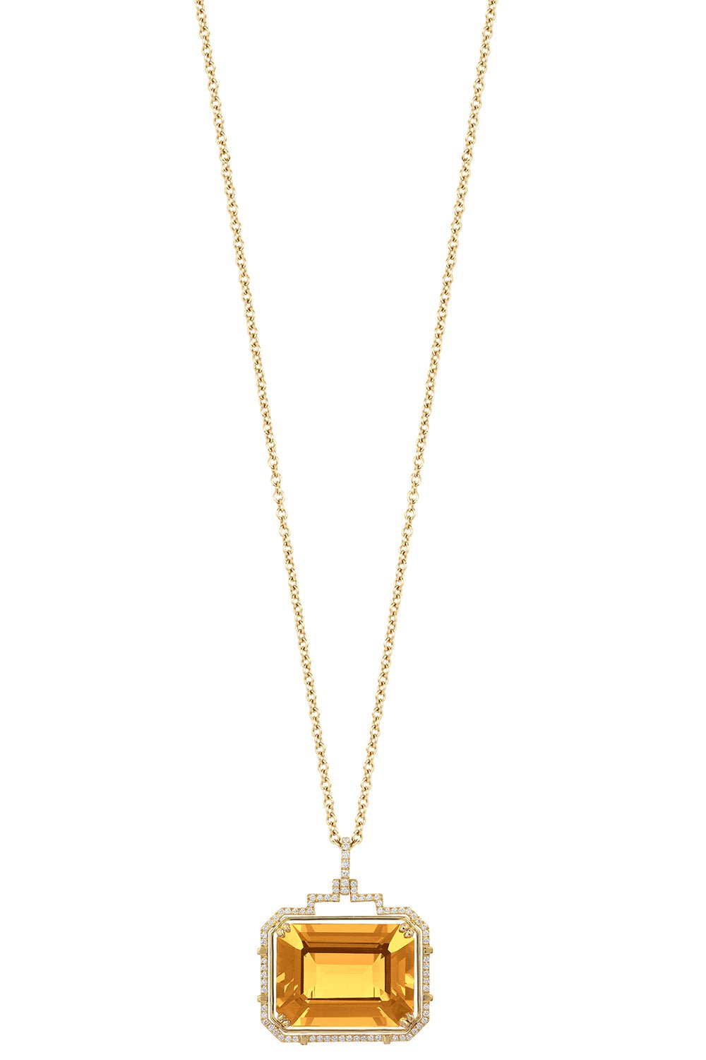 GOSHWARA-Gossip Citrine Diamond Pendant Necklace-YELLOW GOLD