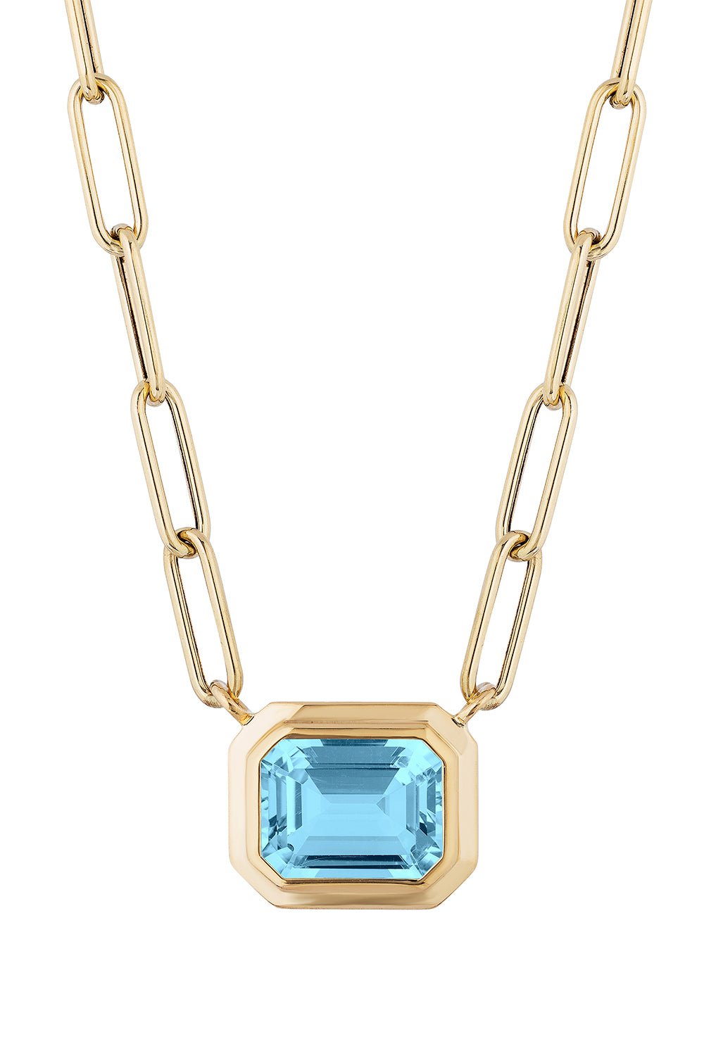 GOSHWARA-Manhattan Blue Topaz Pendant Necklace-YELLOW GOLD