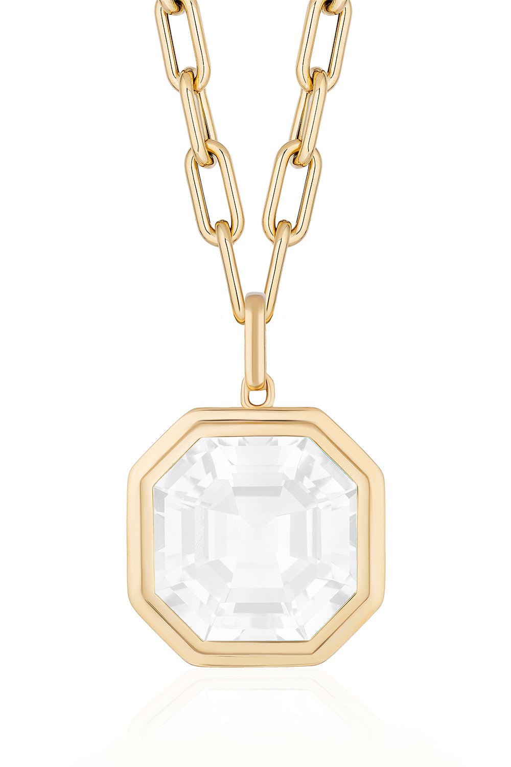 GOSHWARA-Manhattan Moon Quartz Pendant Necklace-YELLOW GOLD