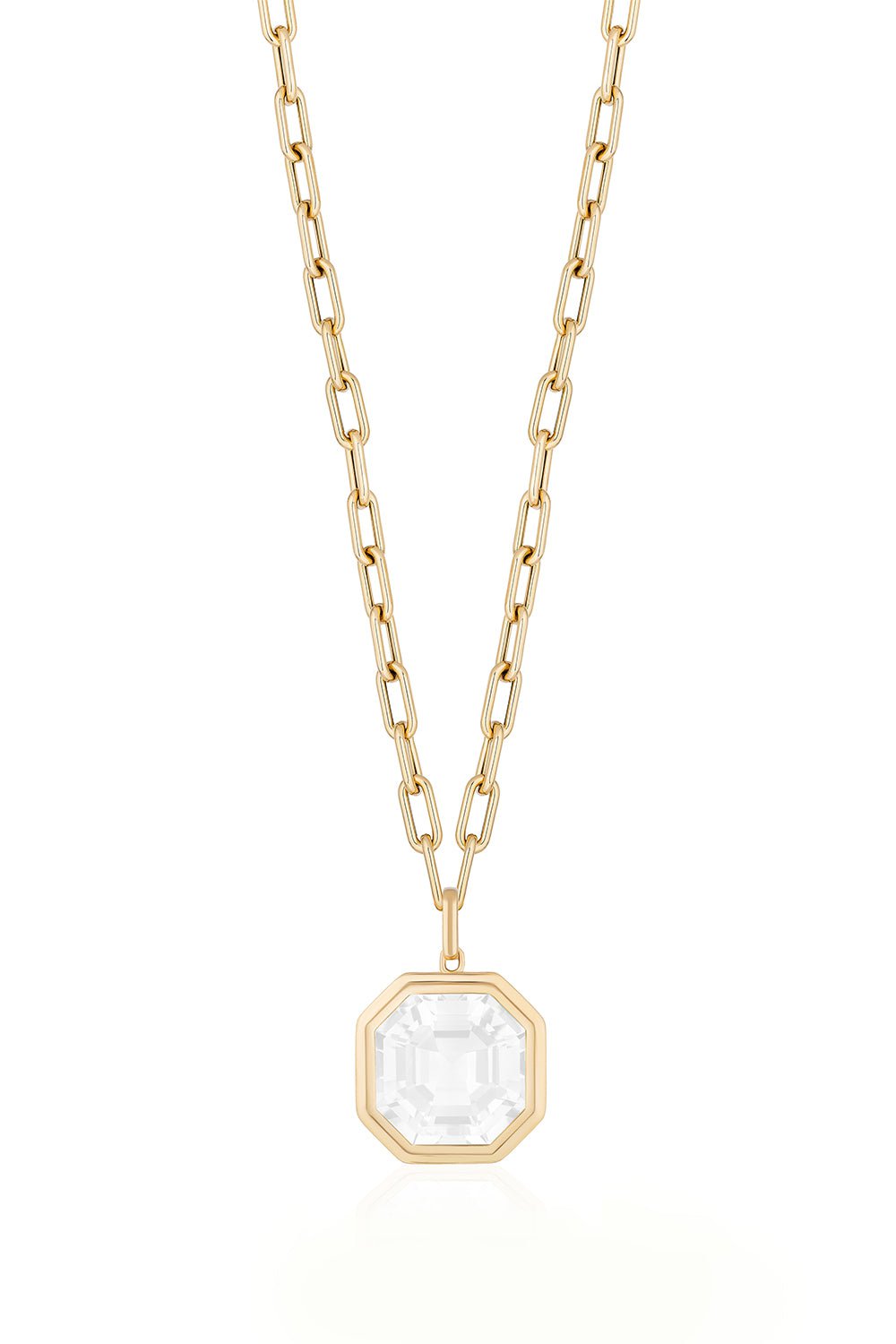 GOSHWARA-Manhattan Moon Quartz Pendant Necklace-YELLOW GOLD
