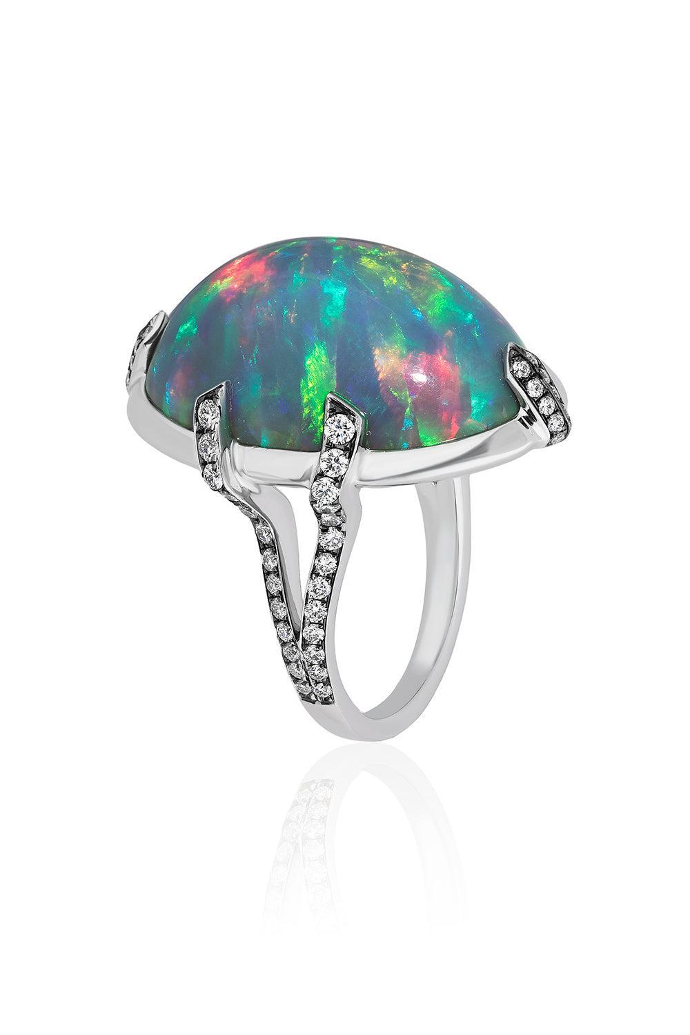 Black Opal G-One Big Ring-RHODIUM-6.75-JEWELRYFINE JEWELRING-GOSHWARA