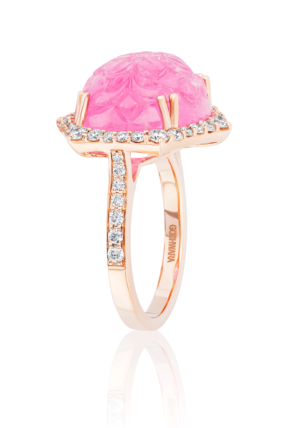 Carved Tourmaline G-One Ring-ROSE GOLD-7-JEWELRYFINE JEWELRING-GOSHWARA