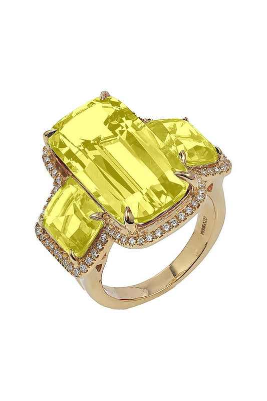 Lemon Quartz Three Stone Gossip Ring-YELLOW GOLD-6.5-JEWELRYFINE JEWELRING-GOSHWARA