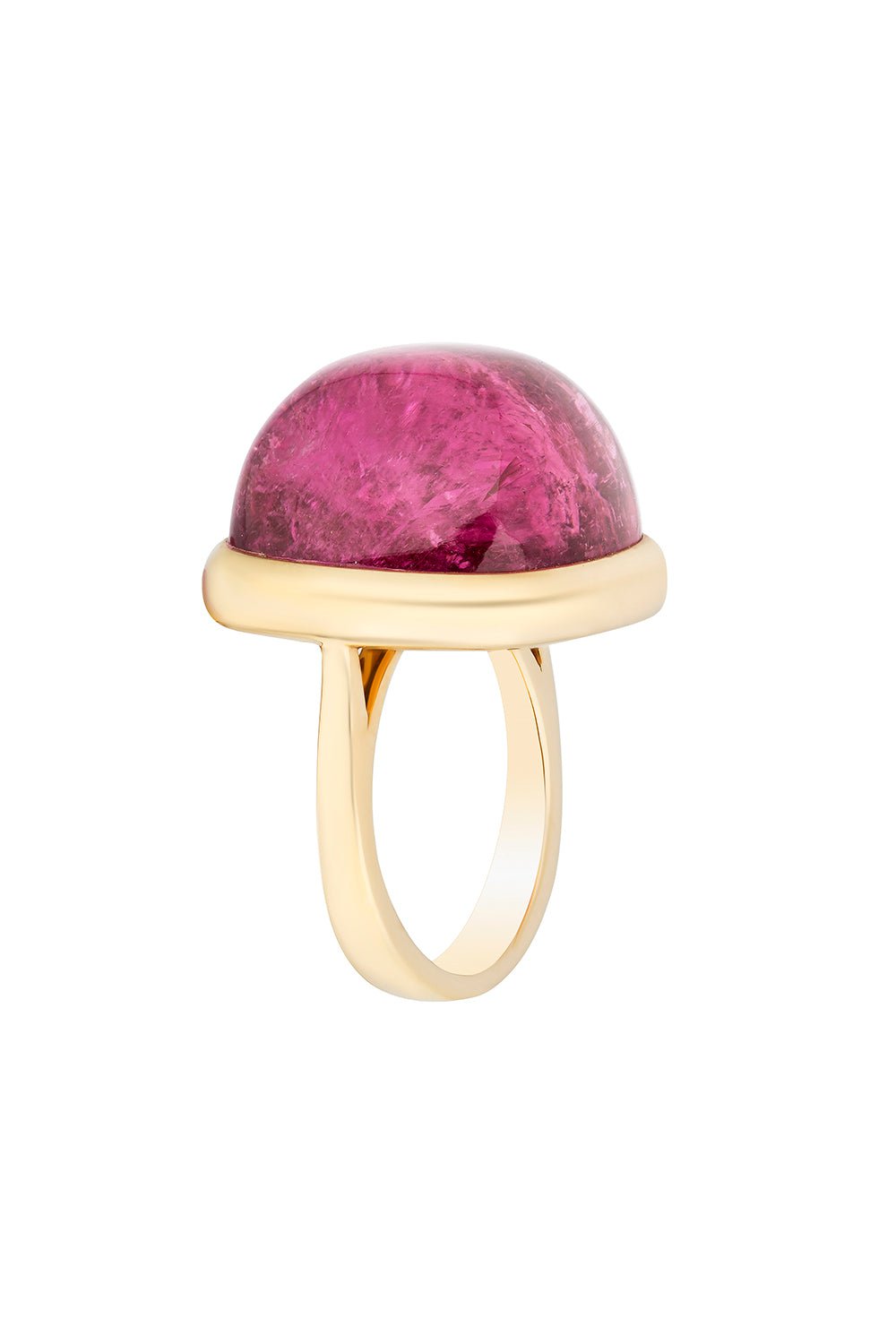 GOSHWARA-G-One Rubelite Sugar loaf Ring-YELLOW GOLD