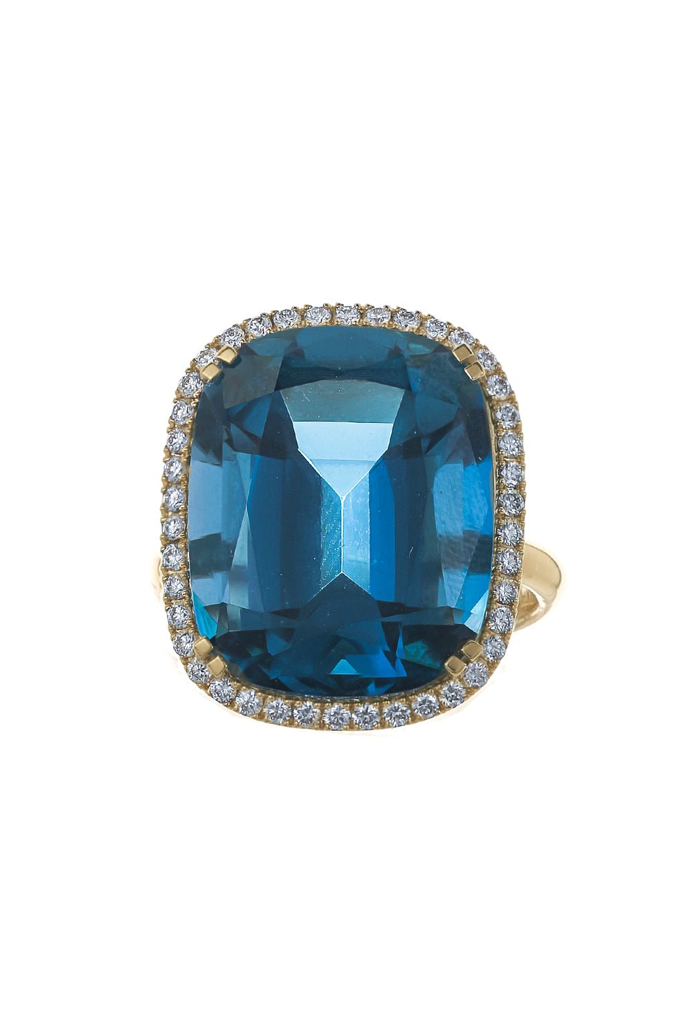 GOSHWARA-Gossip Blue Topaz Diamond Ring-YELLOW GOLD