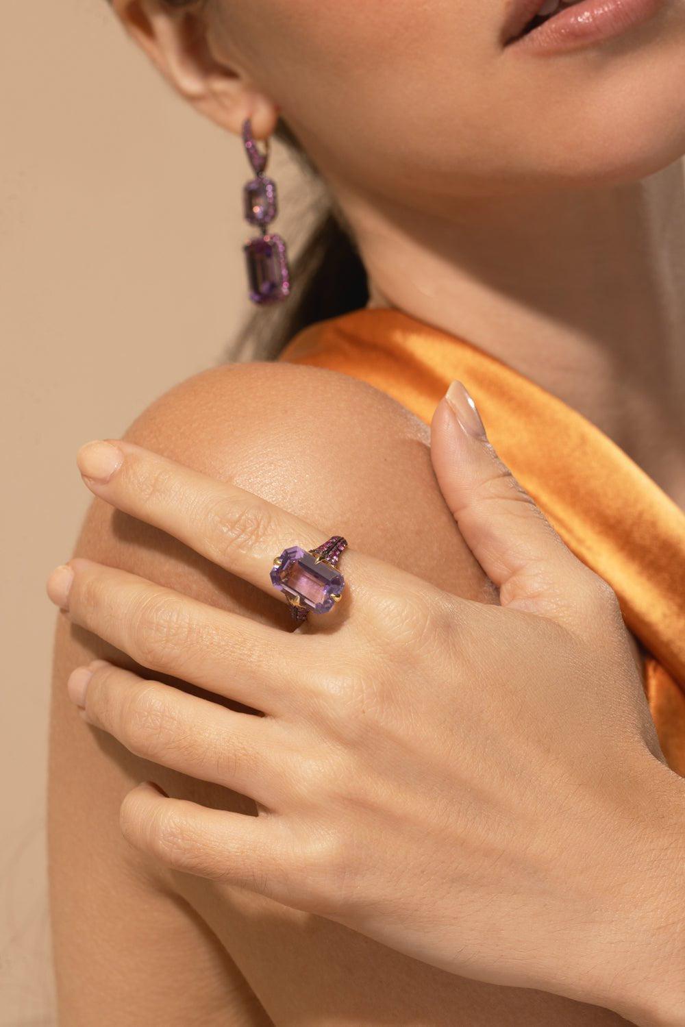 GOSHWARA-Amethyst Pink Sapphire Ring-YELLOW GOLD