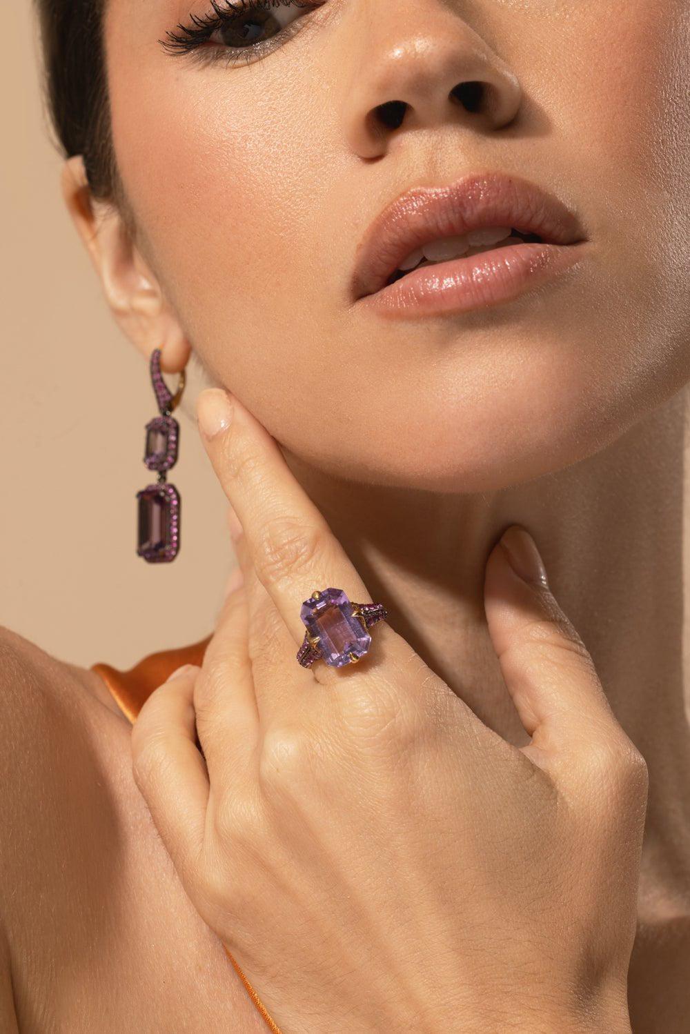 GOSHWARA-Amethyst Pink Sapphire Ring-YELLOW GOLD