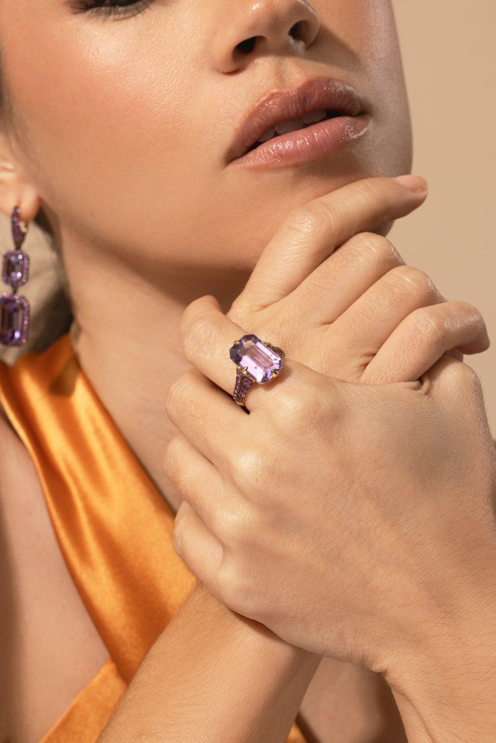 GOSHWARA-Amethyst Pink Sapphire Ring-YELLOW GOLD
