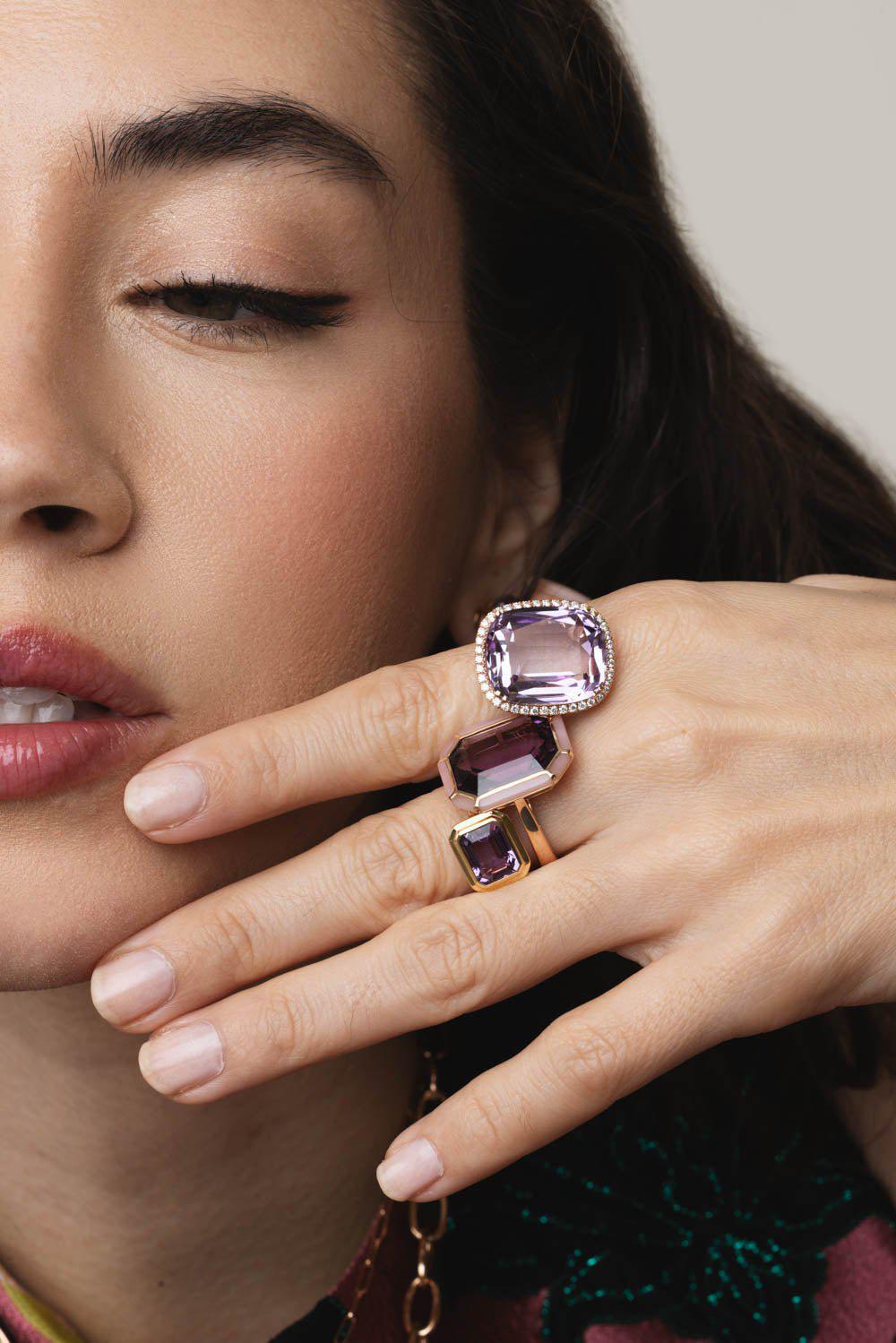 GOSHWARA-Manhattan Amethyst Ring-YELLOW GOLD
