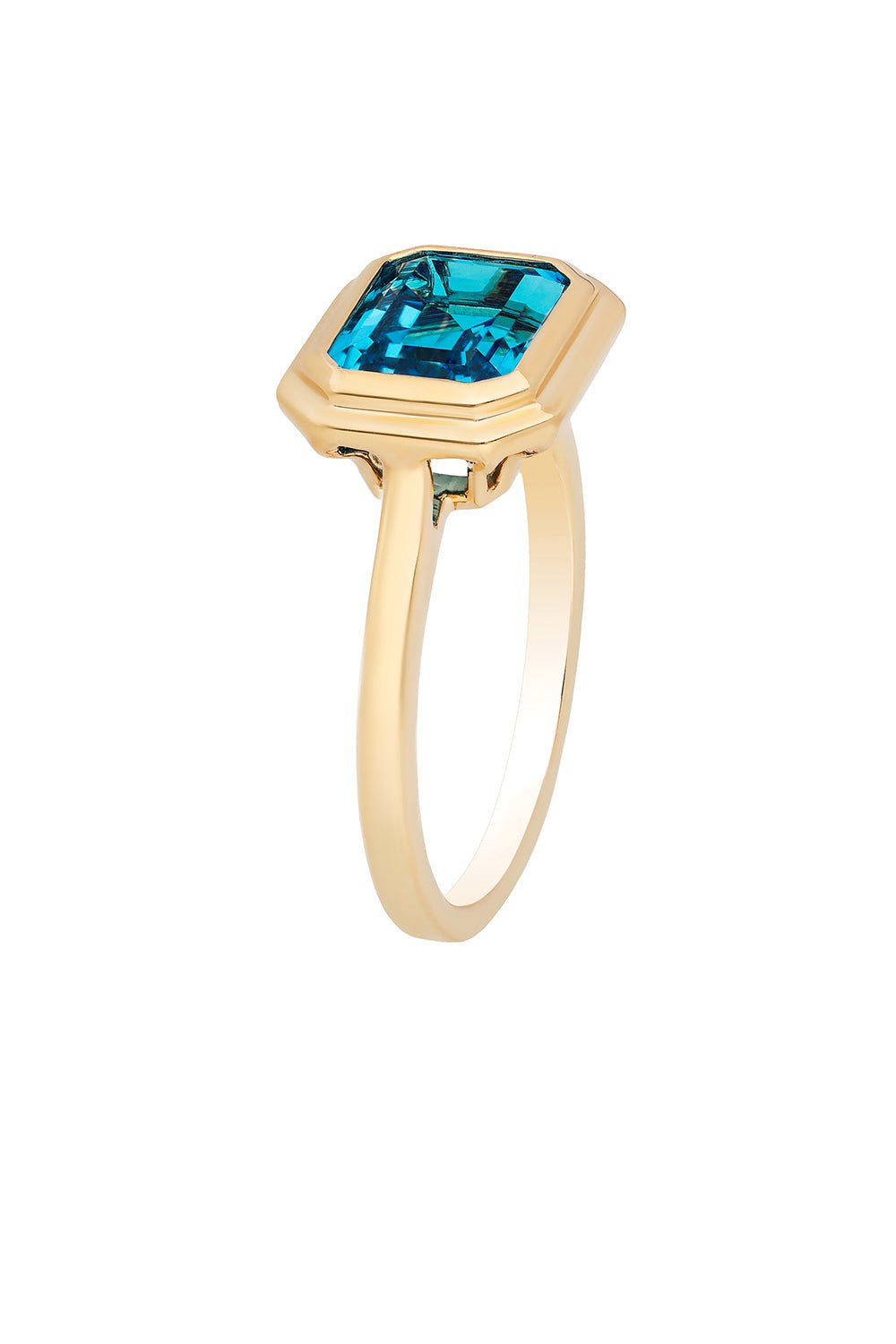 GOSHWARA-Manhattan London Blue Topaz Ring-YELLOW GOLD