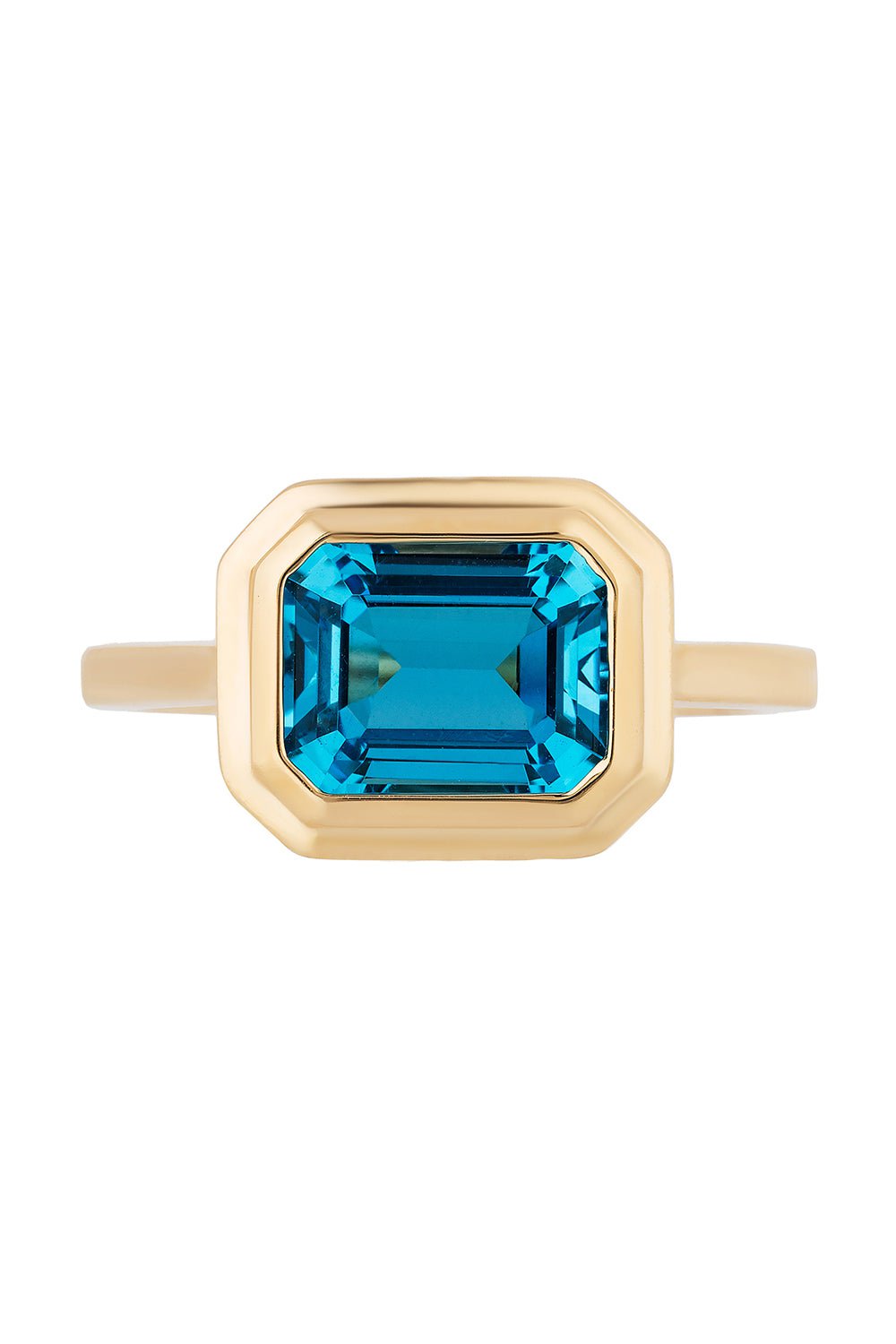 GOSHWARA-Manhattan London Blue Topaz Ring-YELLOW GOLD