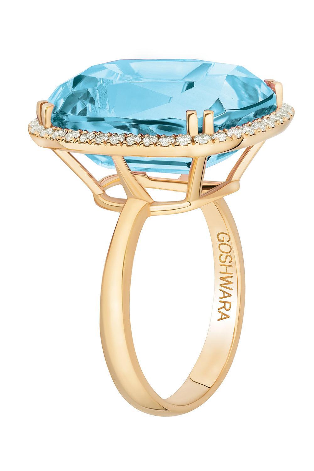 Blue Topaz Cushion Gossip Ring-YELLOW GOLD-6.75-JEWELRYFINE JEWELRING-GOSHWARA