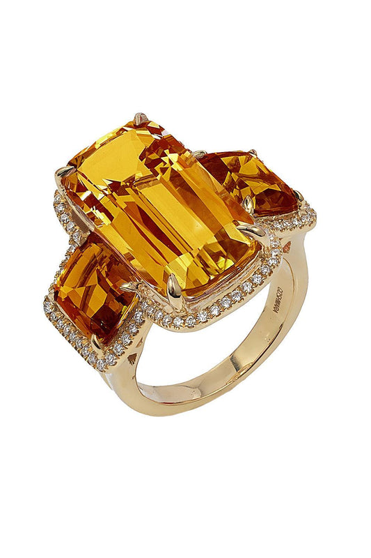 Citrine Three Stone Gossip Ring-YELLOW GOLD-6.75-JEWELRYFINE JEWELRING-GOSHWARA