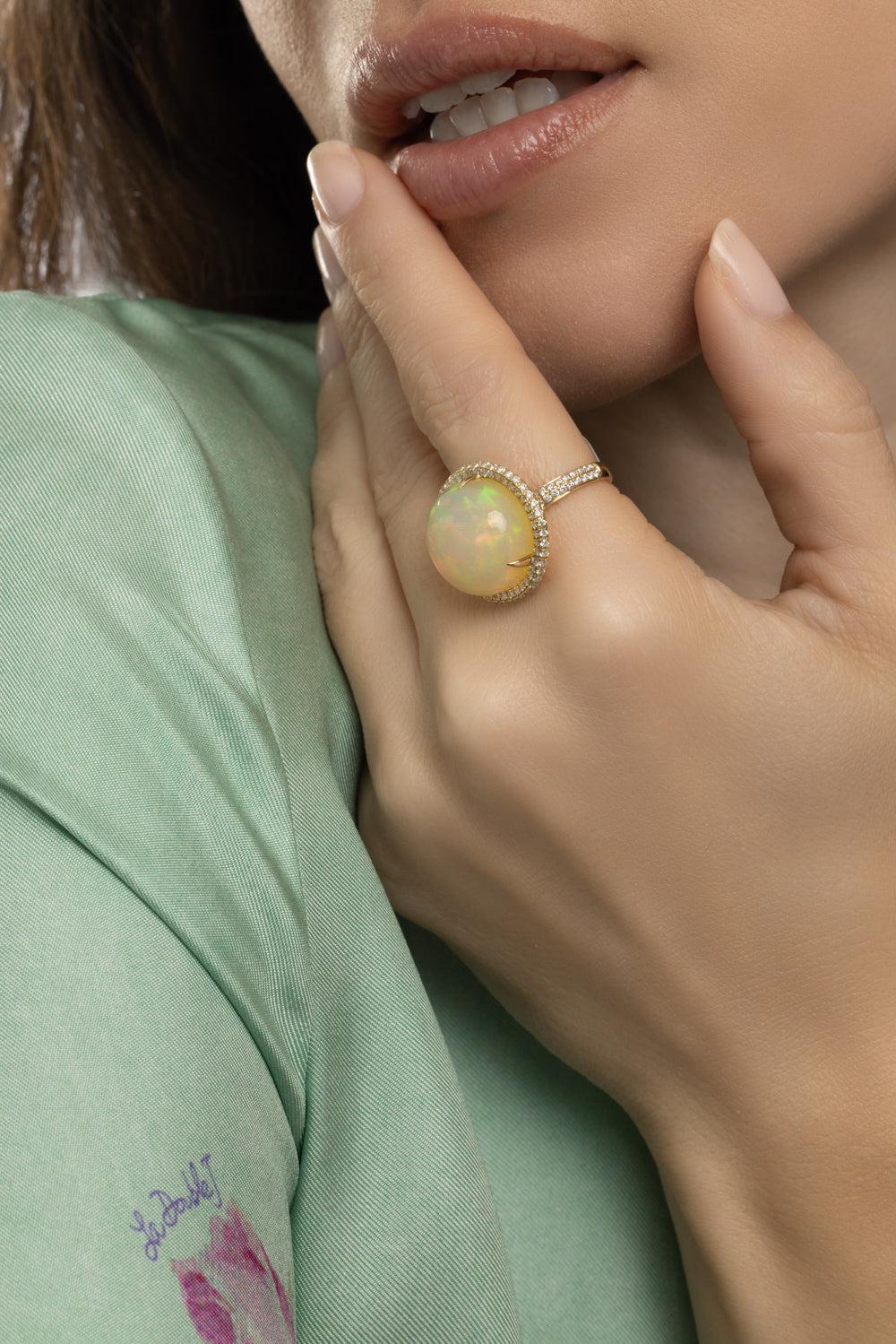 Opal G-One Tube Ring-YELLOW GOLD-6.75-JEWELRYFINE JEWELRING-GOSHWARA