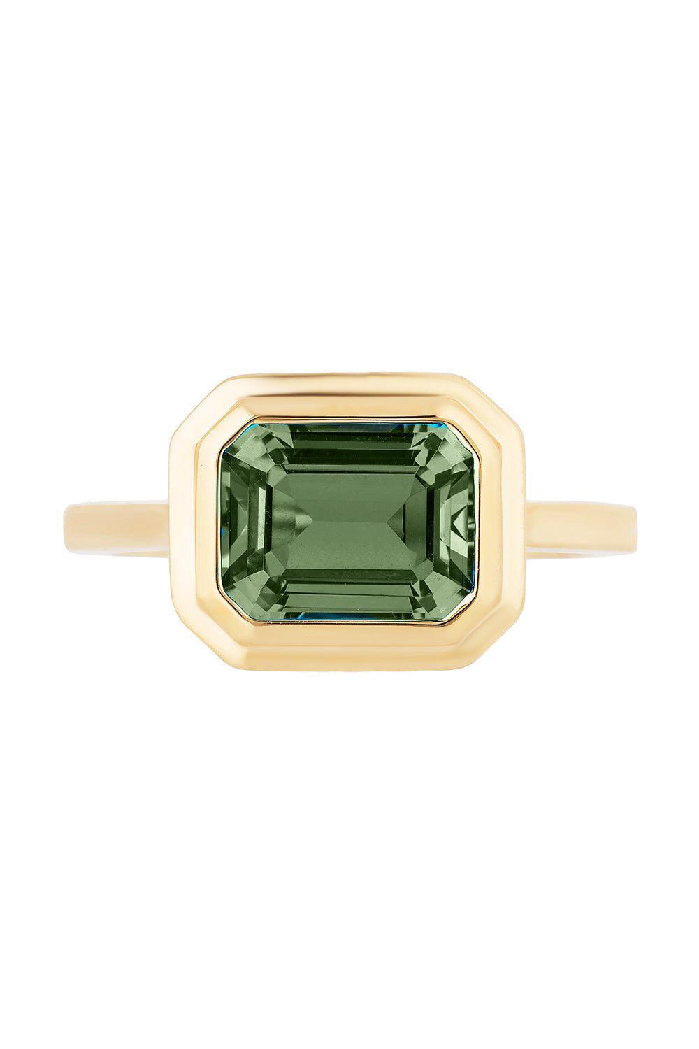 Prasiolite Cut Bezel Set Ring