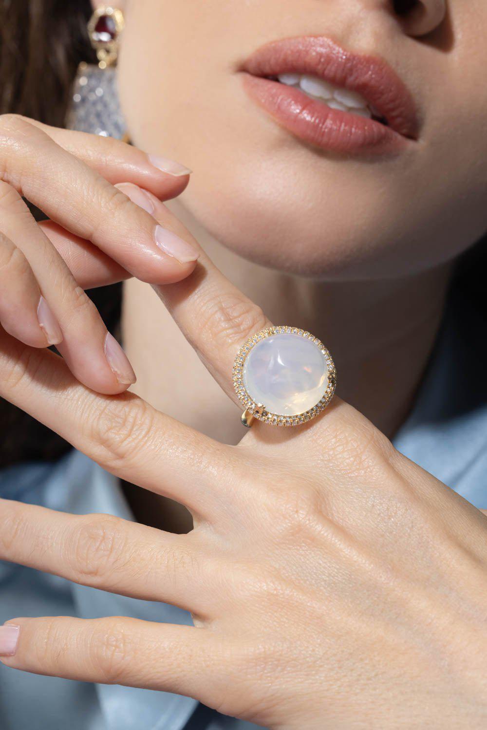 GOSHWARA-Rock n Roll Moon Quartz Ring-YELLOW GOLD