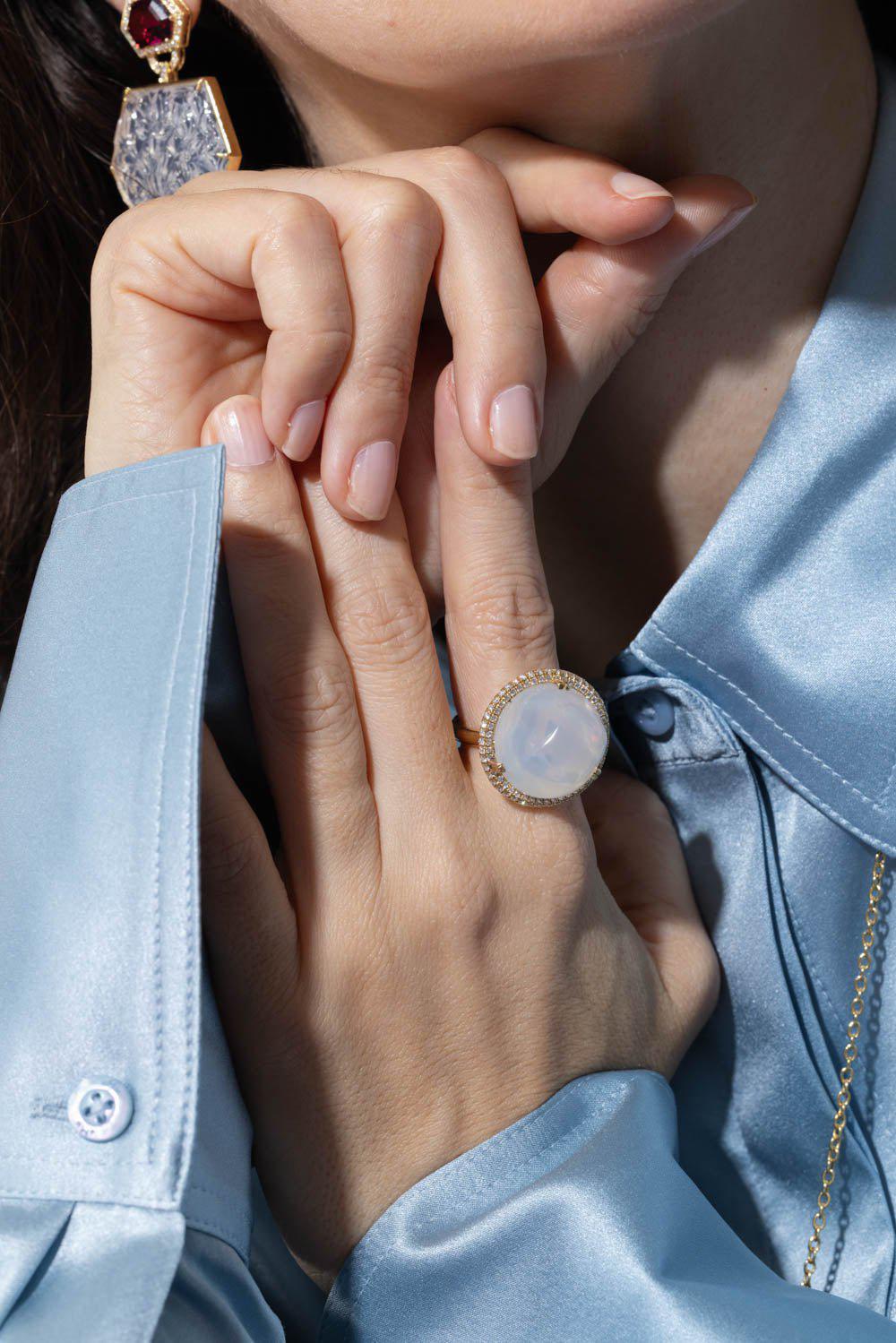 GOSHWARA-Rock n Roll Moon Quartz Ring-YELLOW GOLD