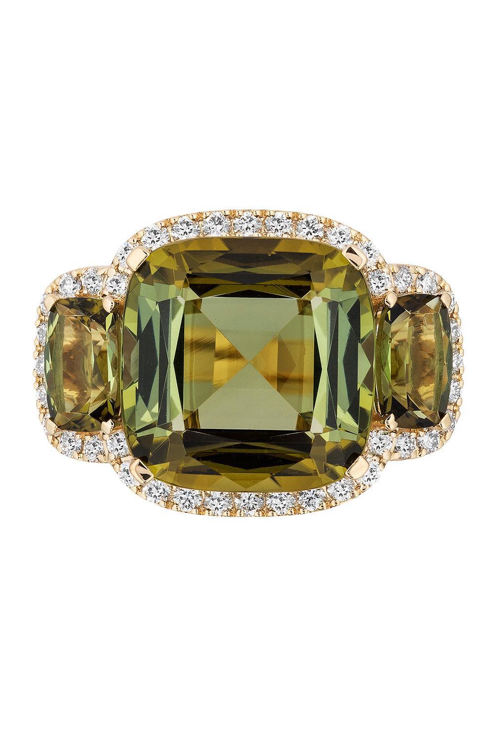 Tourmaline Three Stone G-One Ring-YELLOW GOLD-6.75-JEWELRYFINE JEWELRING-GOSHWARA