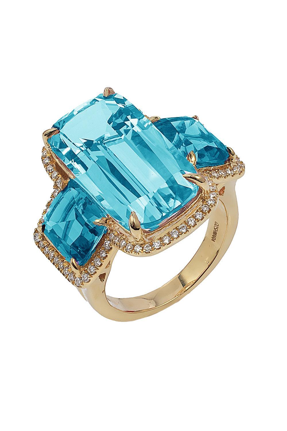 Blue Topaz Three Stone Gossip Ring-YELLOW GOLD-7-JEWELRYFINE JEWELRING-GOSHWARA