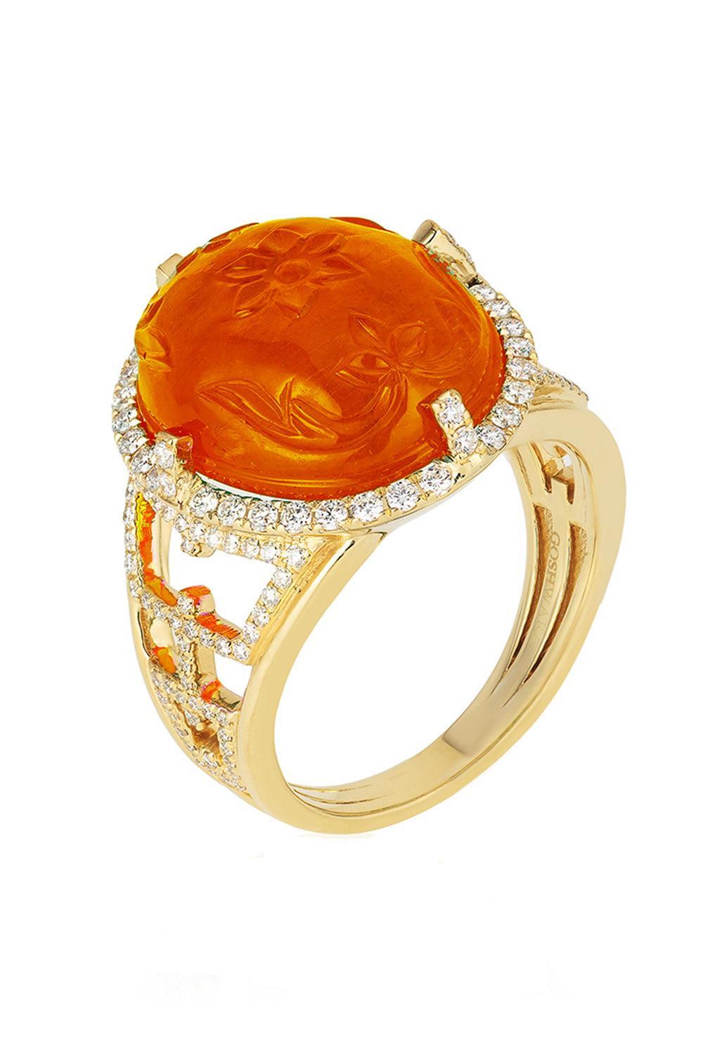 Mandarin Garnet Ring-YELLOW GOLD-7-JEWELRYFINE JEWELRING-GOSHWARA