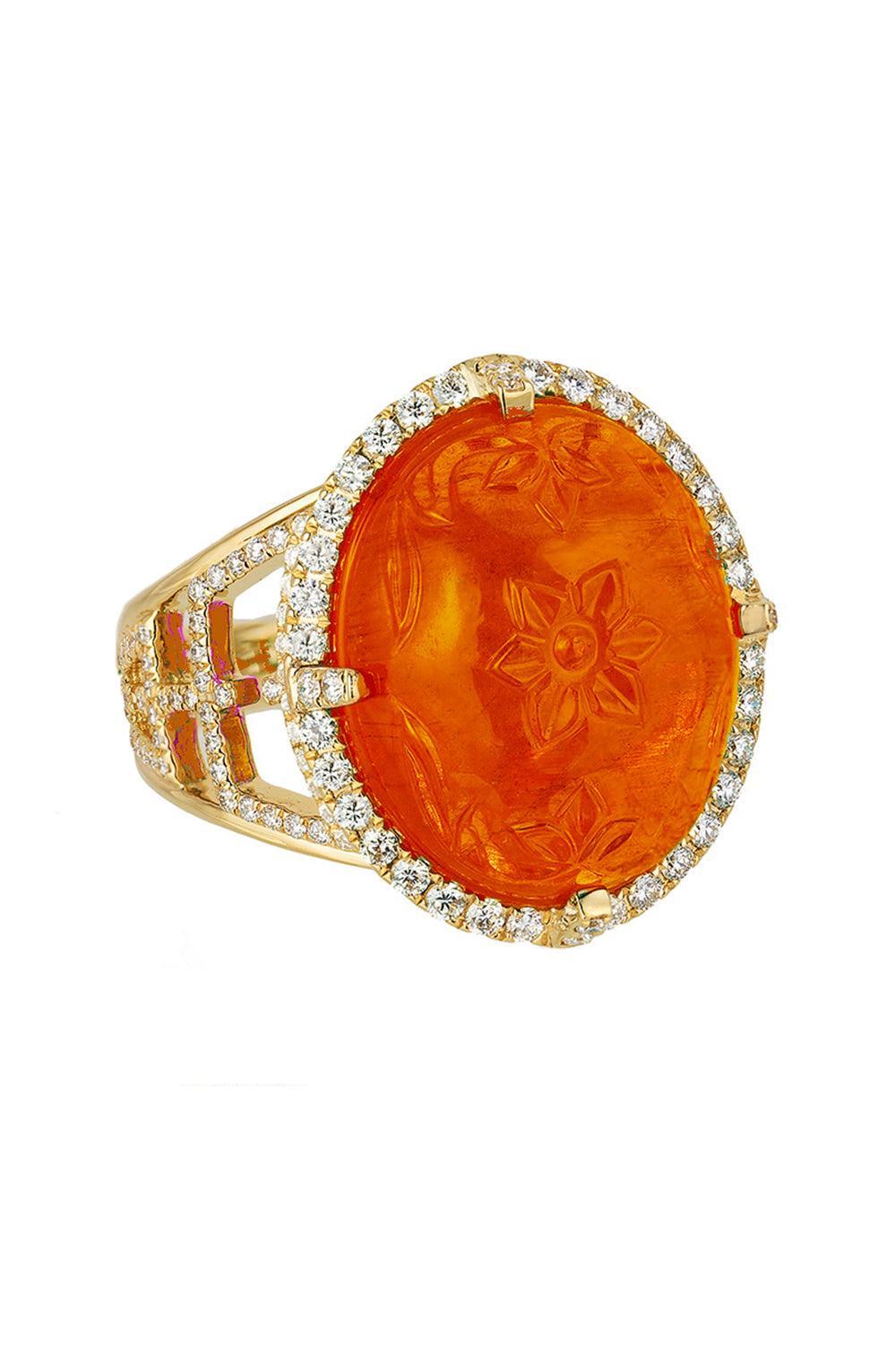 Mandarin Garnet Ring-YELLOW GOLD-7-JEWELRYFINE JEWELRING-GOSHWARA