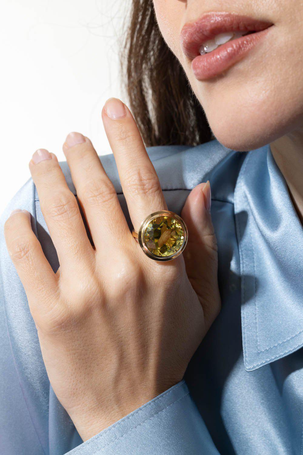 GOSHWARA-Manhattan Lemon Quartz Ring-YELLOW GOLD