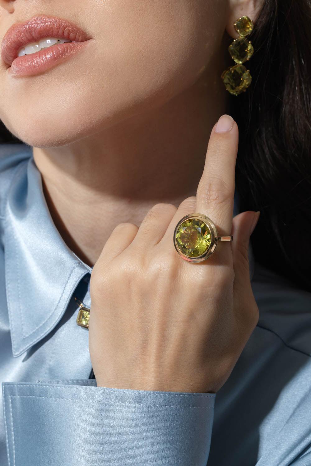 GOSHWARA-Manhattan Lemon Quartz Ring-YELLOW GOLD