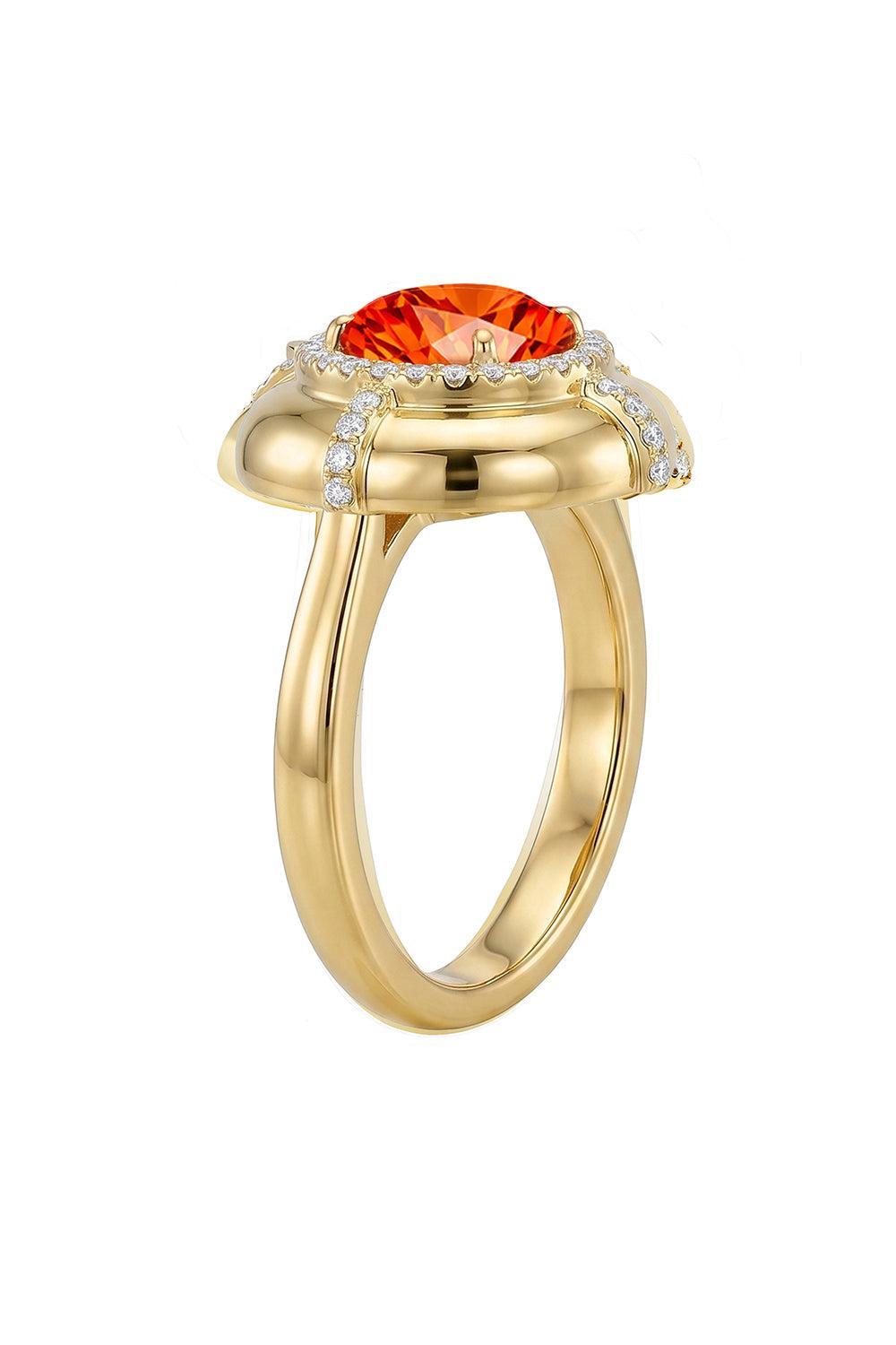 Fire Opal Medallion Ring-YELLOW GOLD-7.25-JEWELRYFINE JEWELRING-GOSHWARA