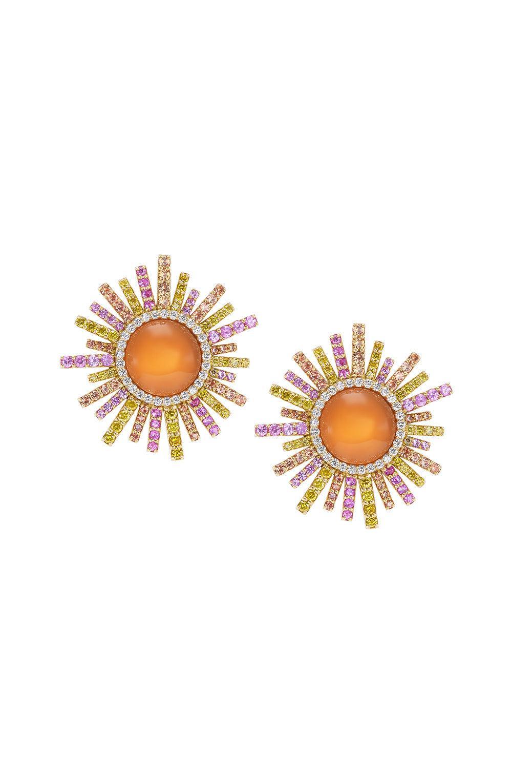  Carnelian Sun Ray Earrings-YELLOW GOLD-JEWELRYFINE JEWELEARRING-GRACE WINFREY 