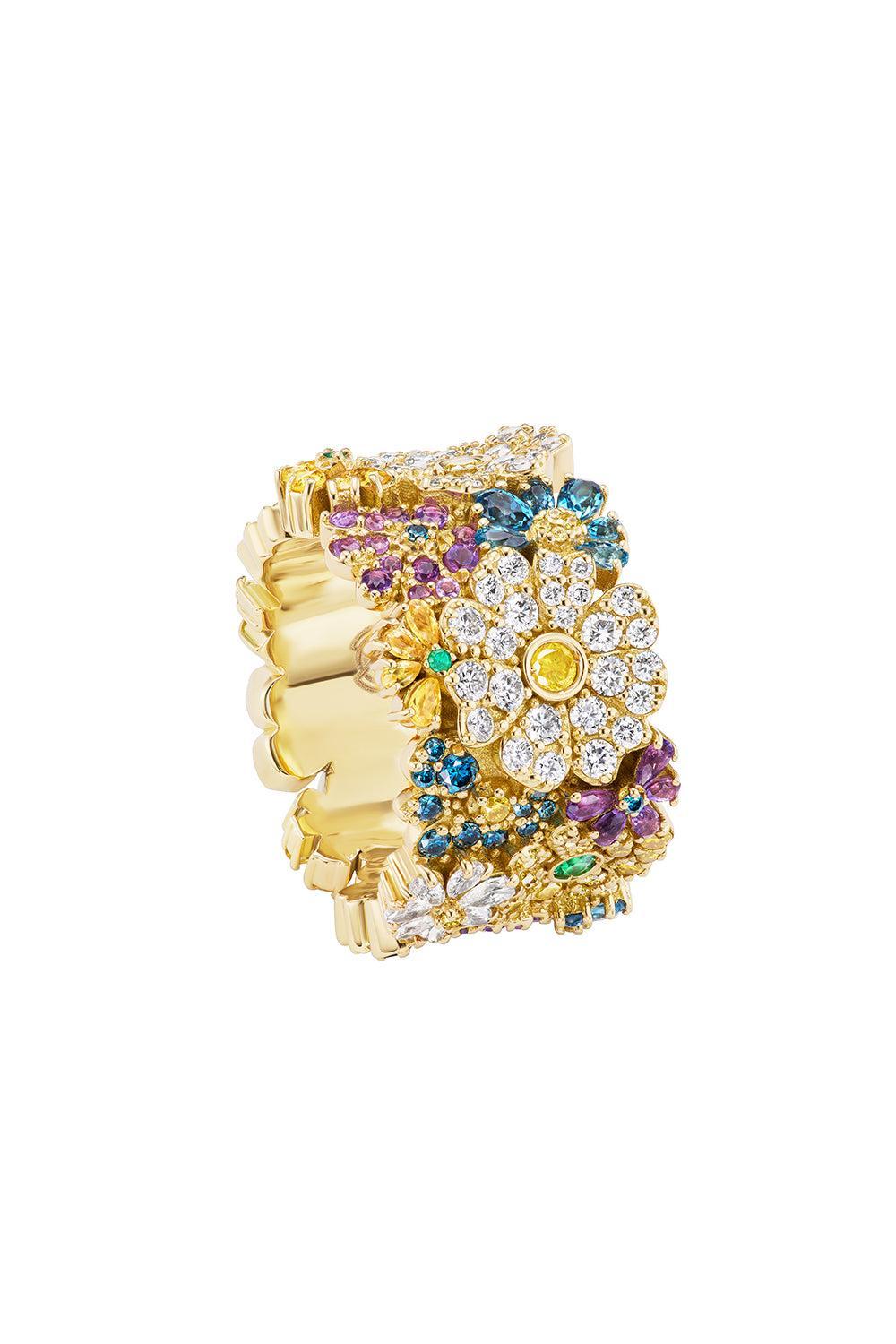 Diamond Flower Ring-YELLOW GOLD-6-JEWELRYFINE JEWELRING-GRACE WINFREY