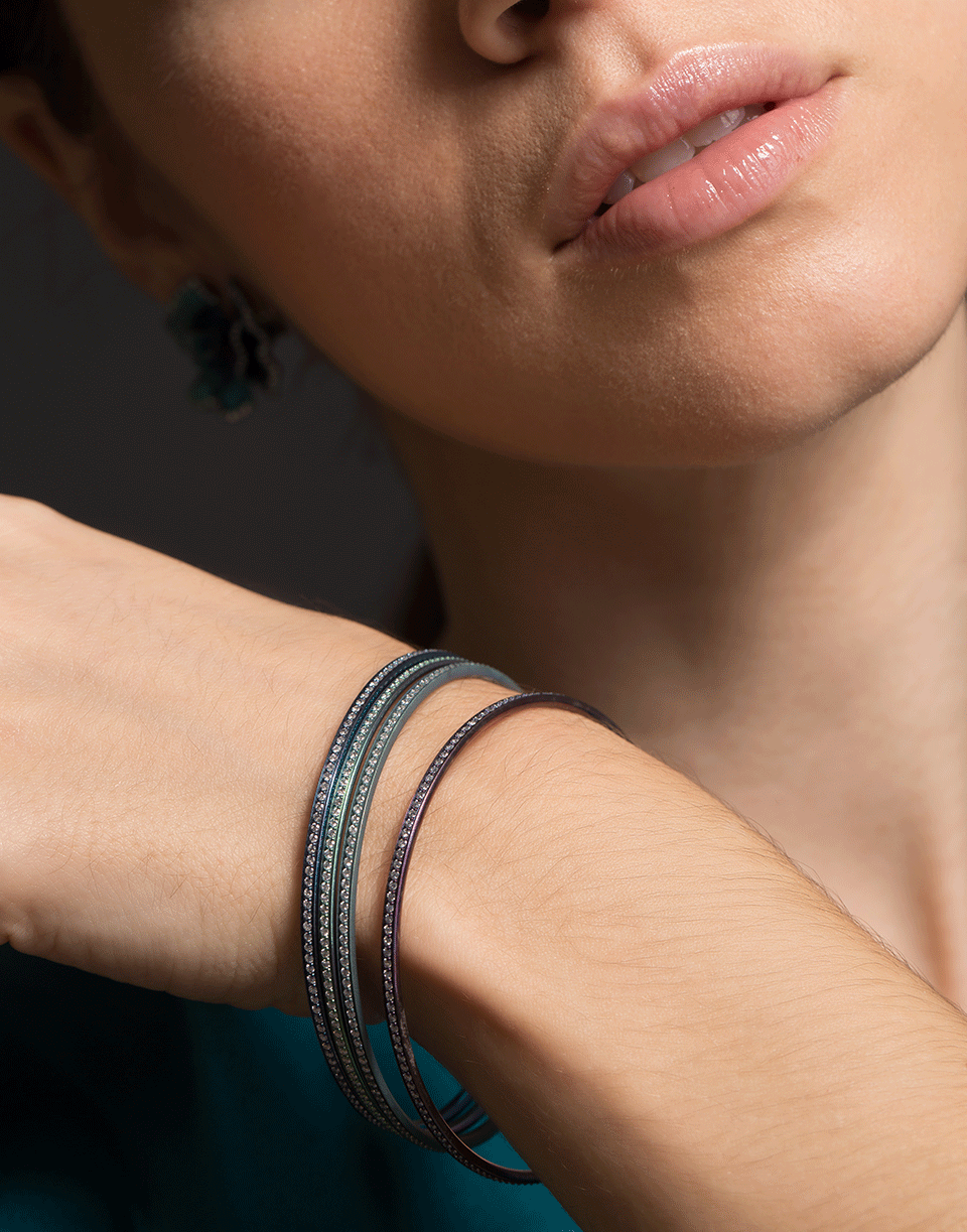GRAZIELA-Blue Titanium and Diamond Bangle-TITANIUM