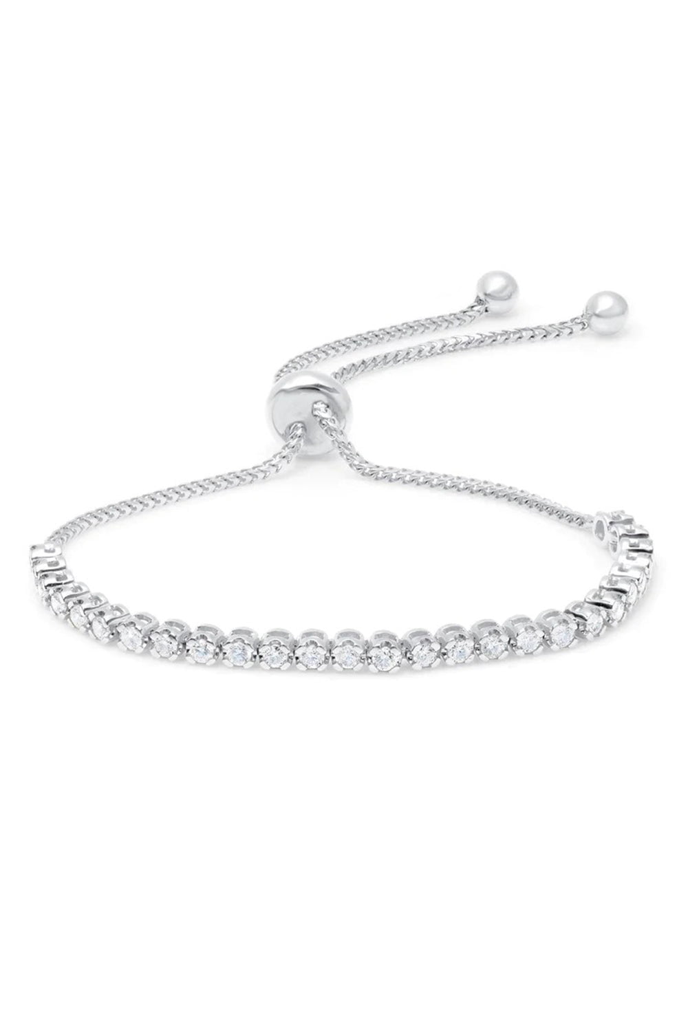 GRAZIELA-Diamond Bolo Bracelet-WHITE GOLD