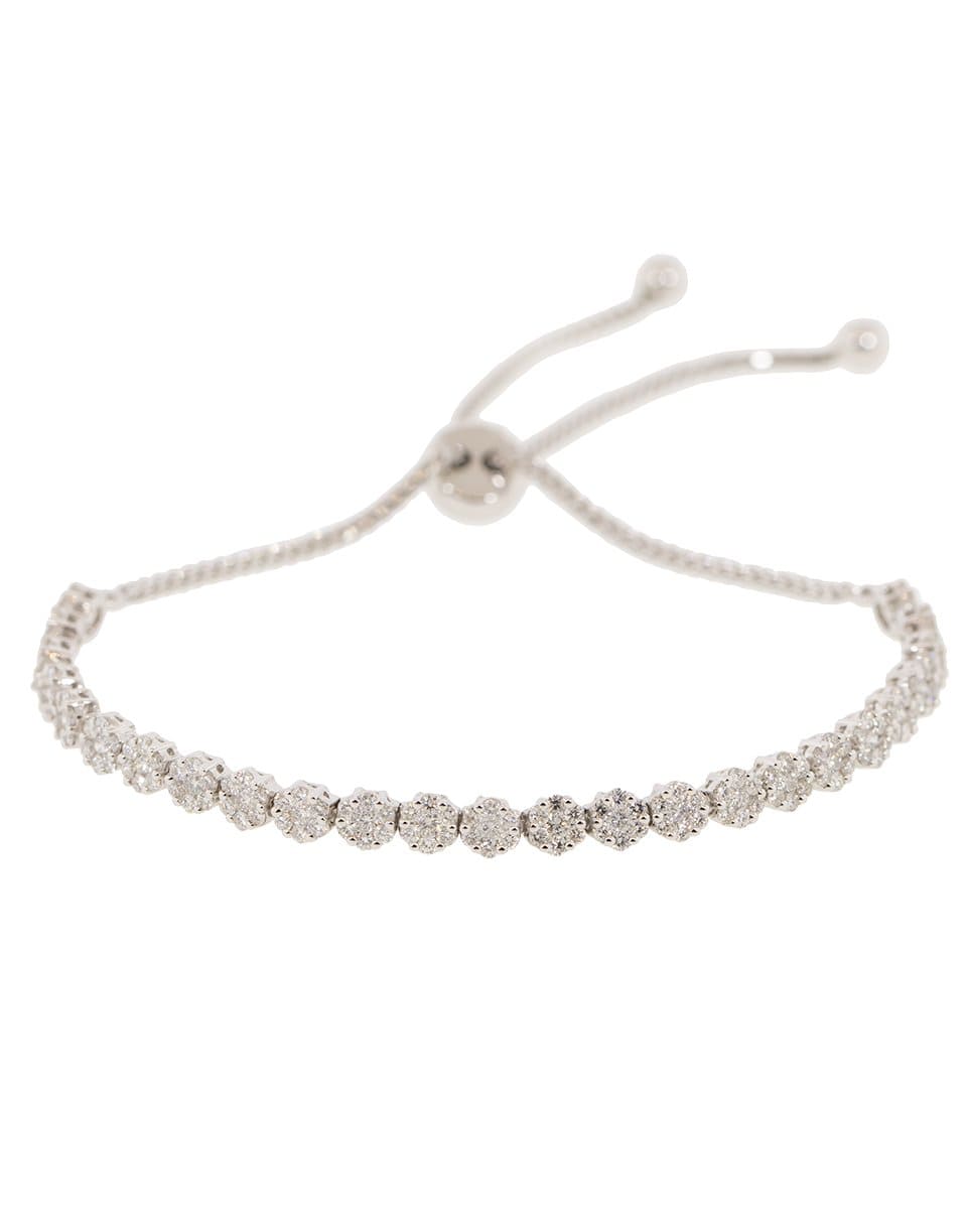 GRAZIELA-Diamond Flower Bolo Bracelet-WHITE GOLD
