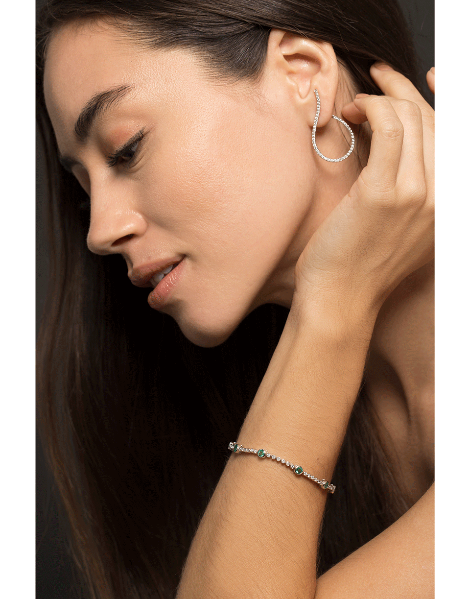 GRAZIELA-Emerald and Diamond Bracelet-WHITE GOLD