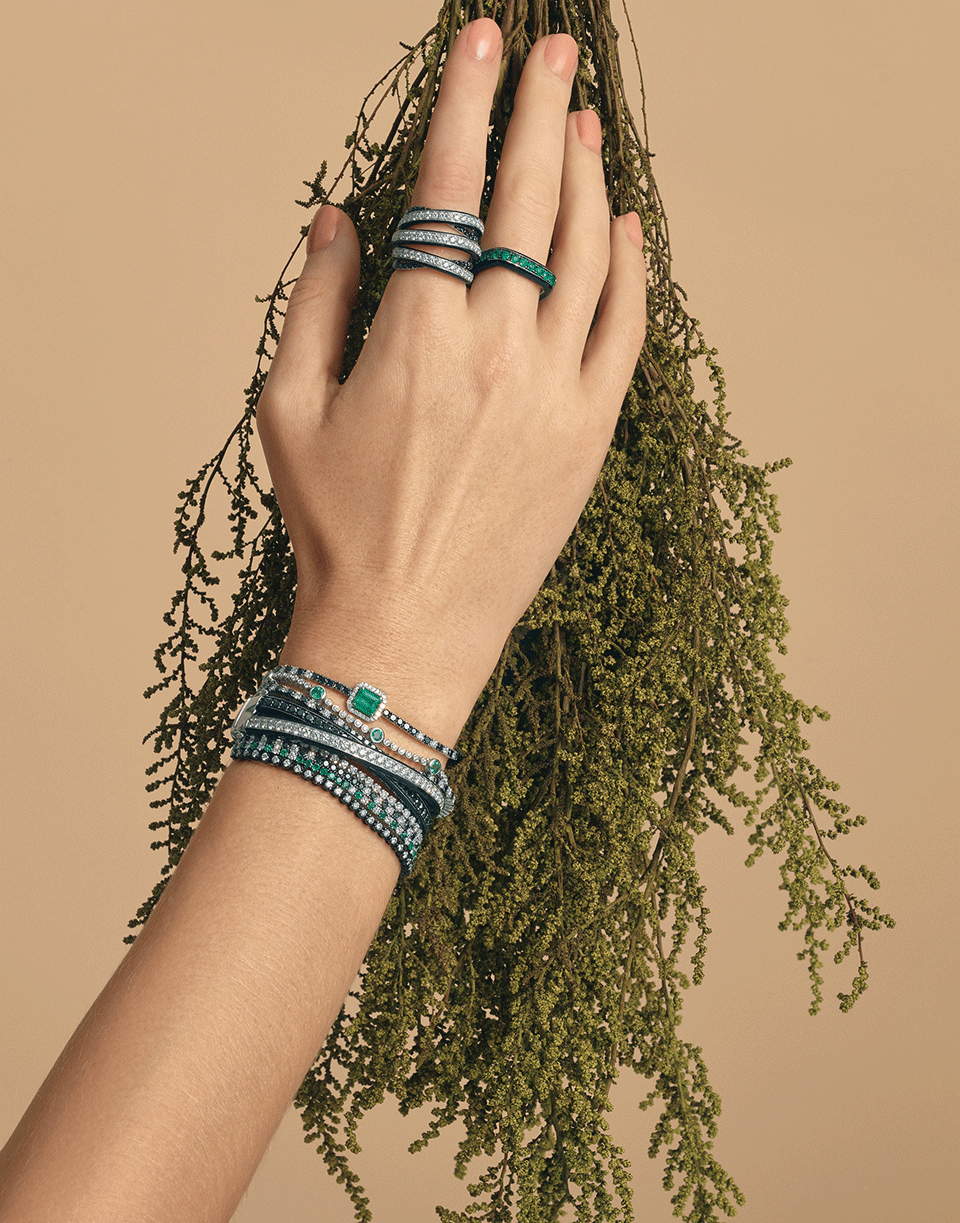 GRAZIELA-Emerald and Diamond Bracelet-WHITE GOLD