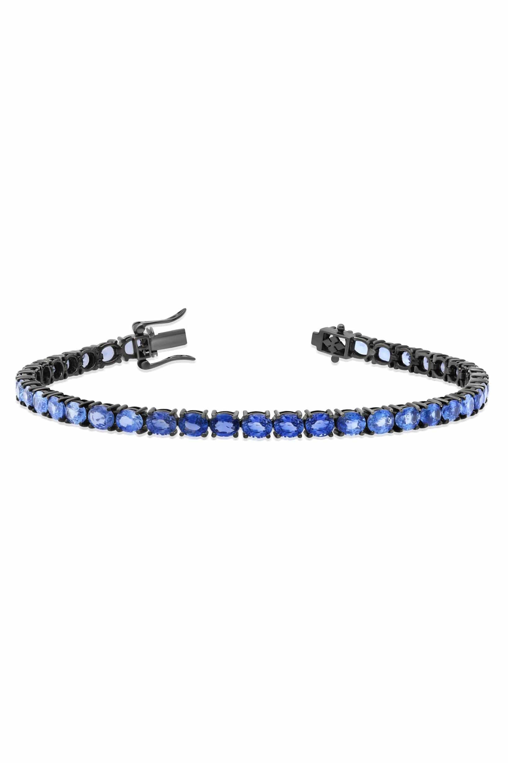 GRAZIELA-Ombre Blue Saphire Tennis Bracelet-WHITE GOLD