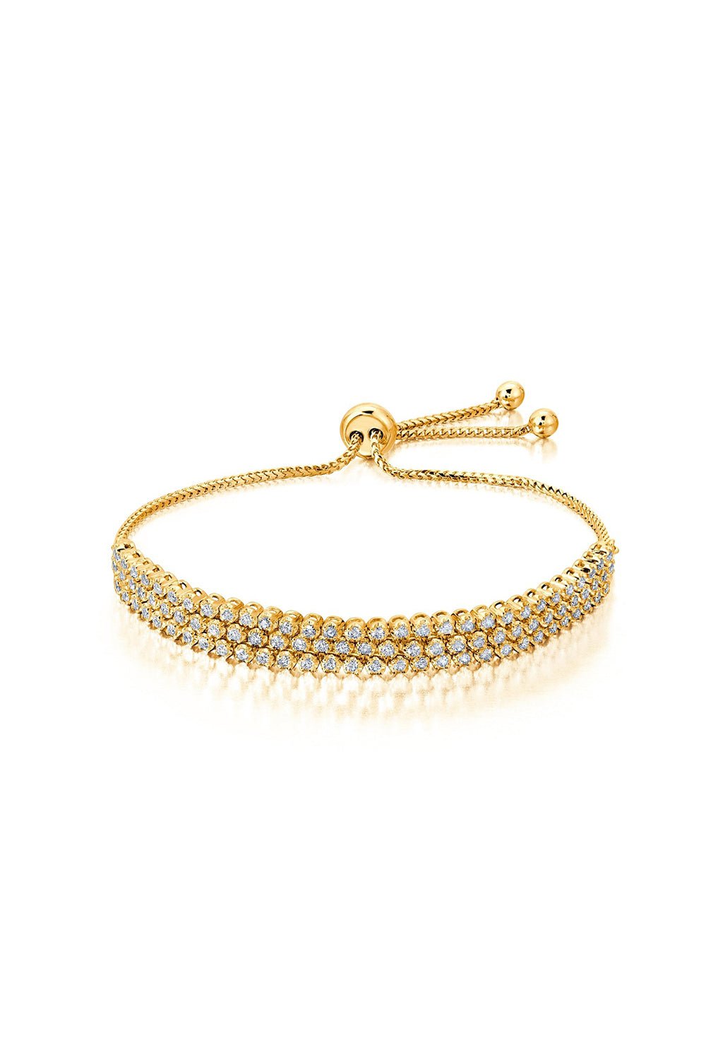 GRAZIELA-Triple Row Diamond Bolo Bracelet-